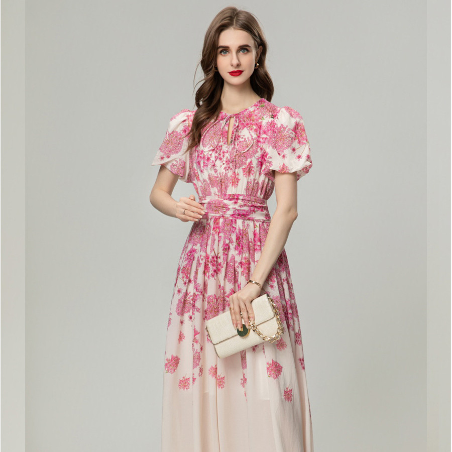 French Style Temperament Floral Short Sleeve Dress