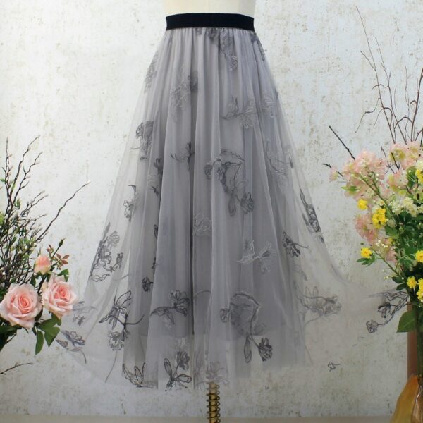 A-shaped Slim Fit Fairy Smoky Grey Long Dress Skirt