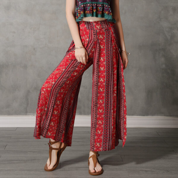 Printed Wide Leg Pants Ethnic Style